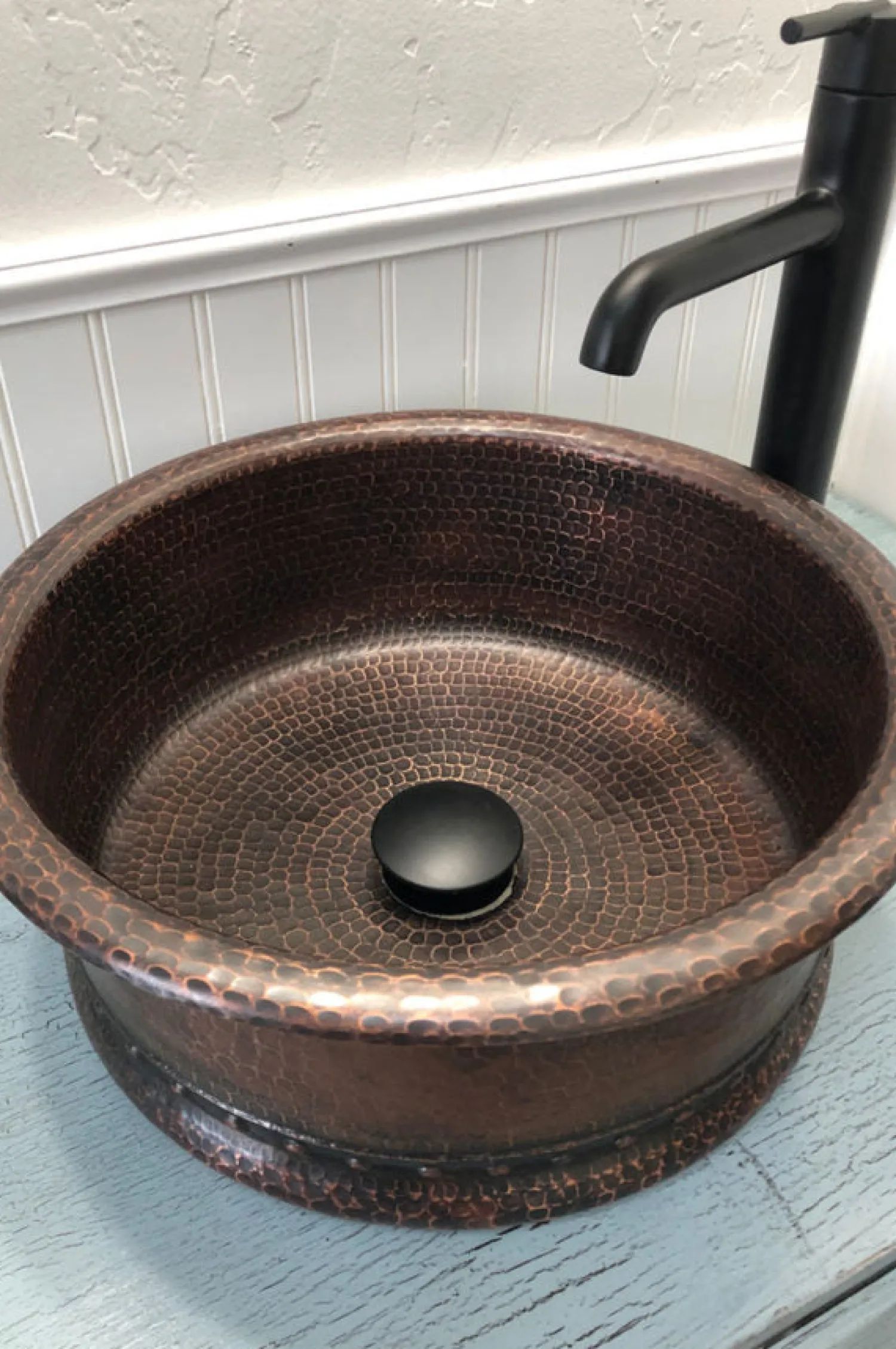 Sale 15" Round Vessel Tub Hammered Copper Sink Above Counter / Vessel Sinks