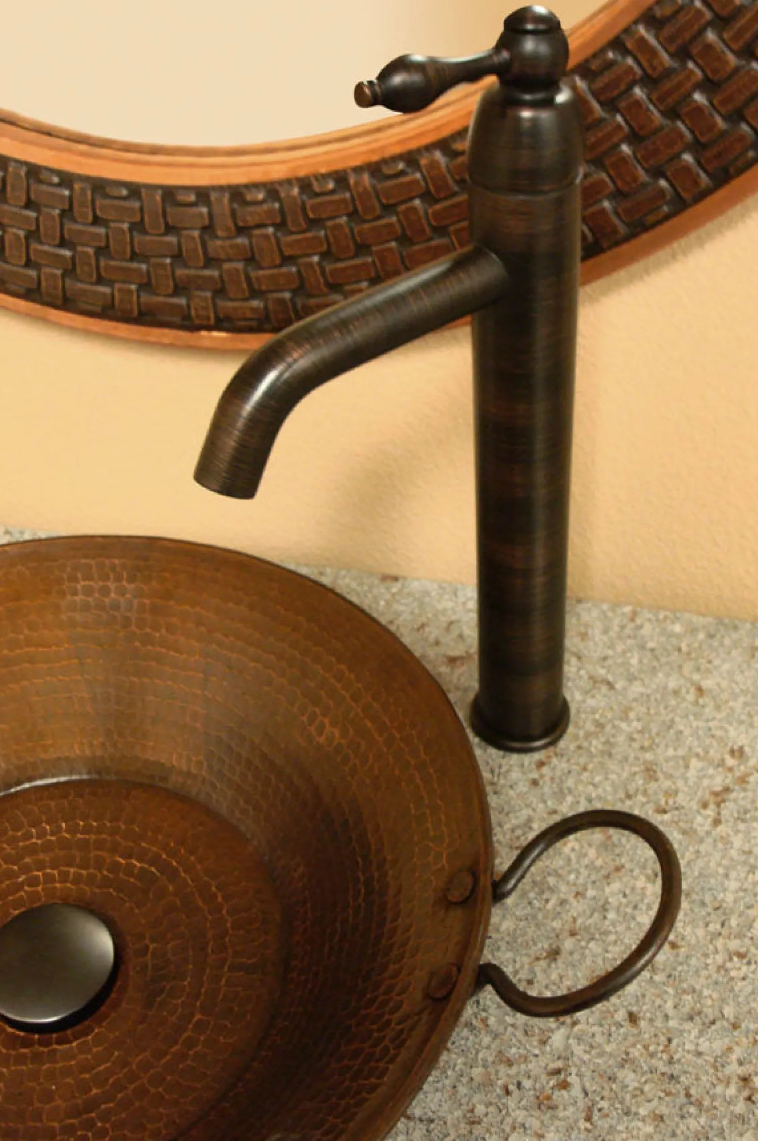 Online 16" Round Miners Pan Vessel Hammered Copper Sink Above Counter / Vessel Sinks