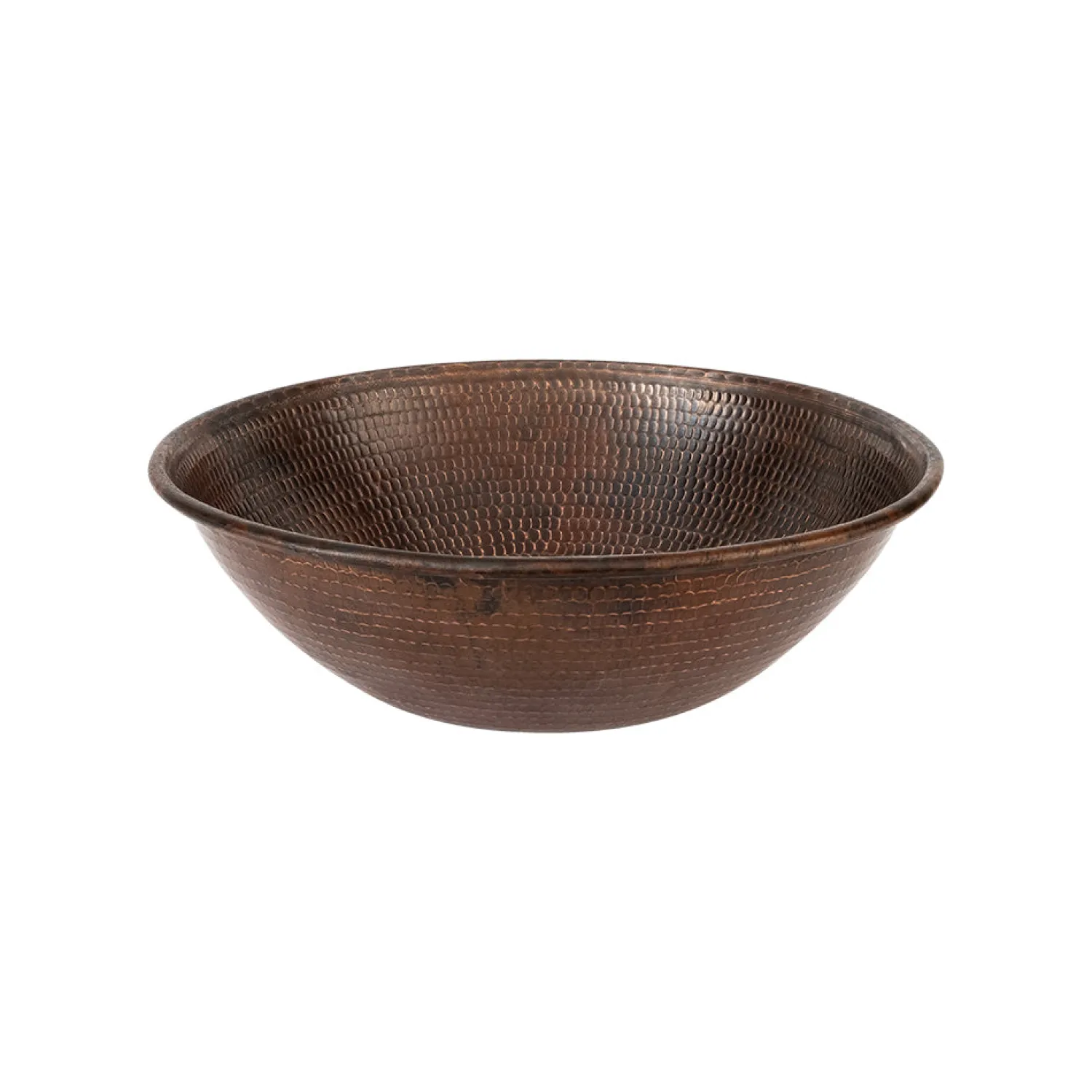 Outlet 15" Round Wired Rim Vessel Hammered Copper Sink Above Counter / Vessel Sinks