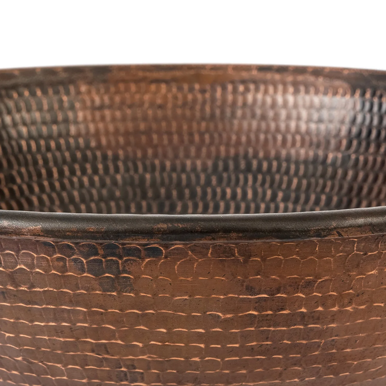 Outlet 15" Round Wired Rim Vessel Hammered Copper Sink Above Counter / Vessel Sinks