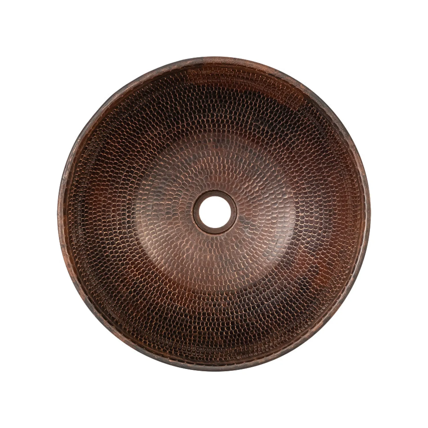 Outlet 15" Round Wired Rim Vessel Hammered Copper Sink Above Counter / Vessel Sinks