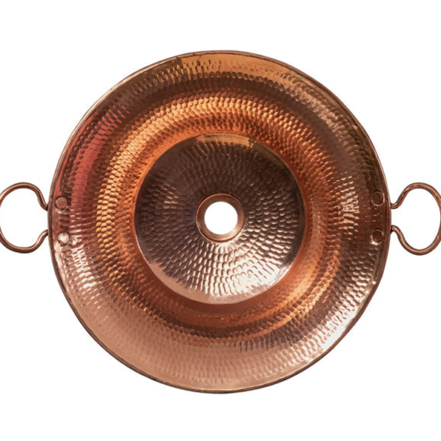 Outlet 16" Round Miners Pan Vessel Hammered Copper Sink in Polished Copper Above Counter / Vessel Sinks