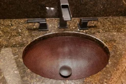 Small Oval Under Counter Hammered Copper Sink Undermount