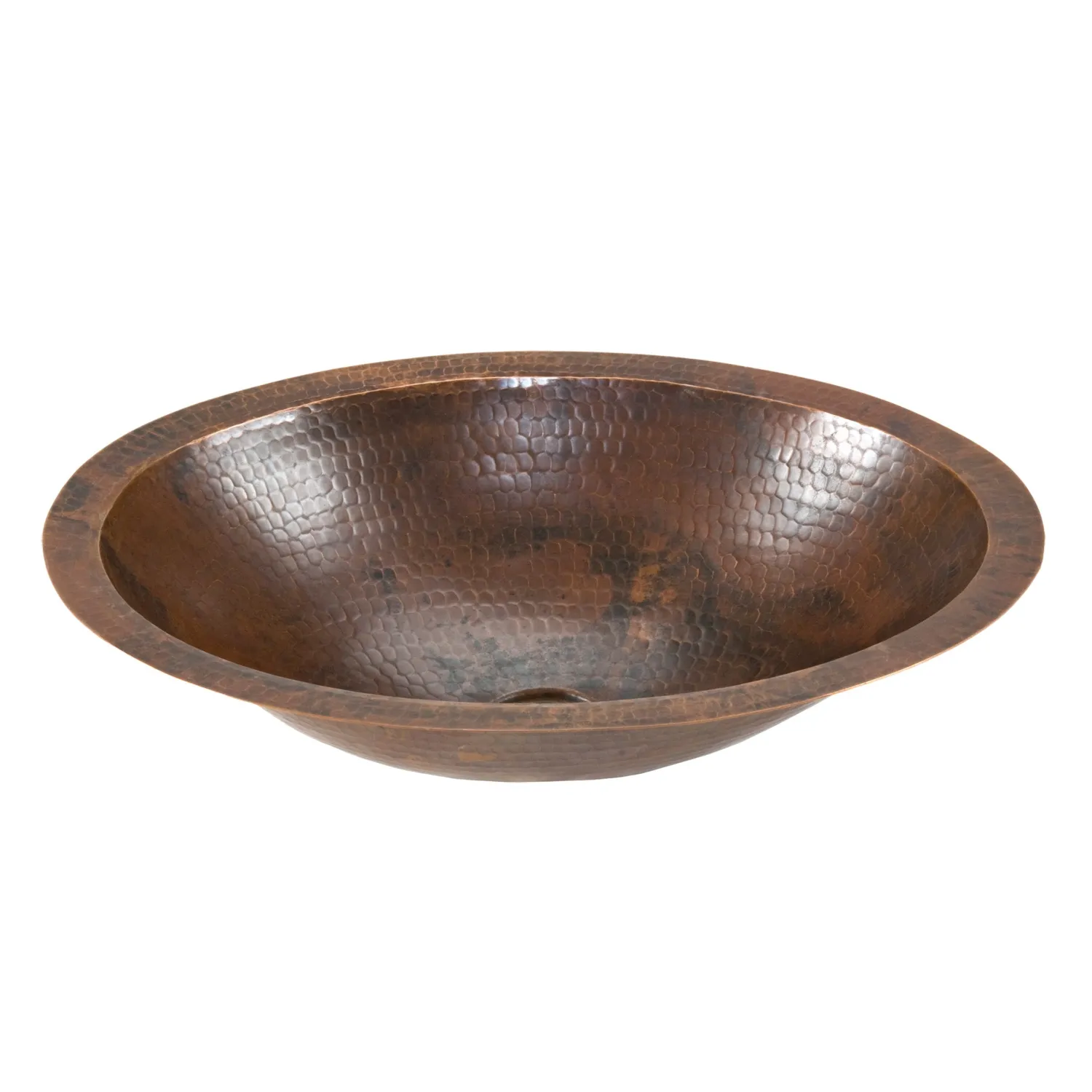 Small Oval Under Counter Hammered Copper Sink Undermount