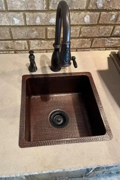 Hot 16" Square Hammered Copper Bar/Prep Sink with 3.5" Drain Opening Bar / Prep Sinks