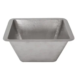Best 15" Square Hammered Copper Bar/Prep Sink in Nickel with 3.5" Drain Size Bar / Prep Sinks