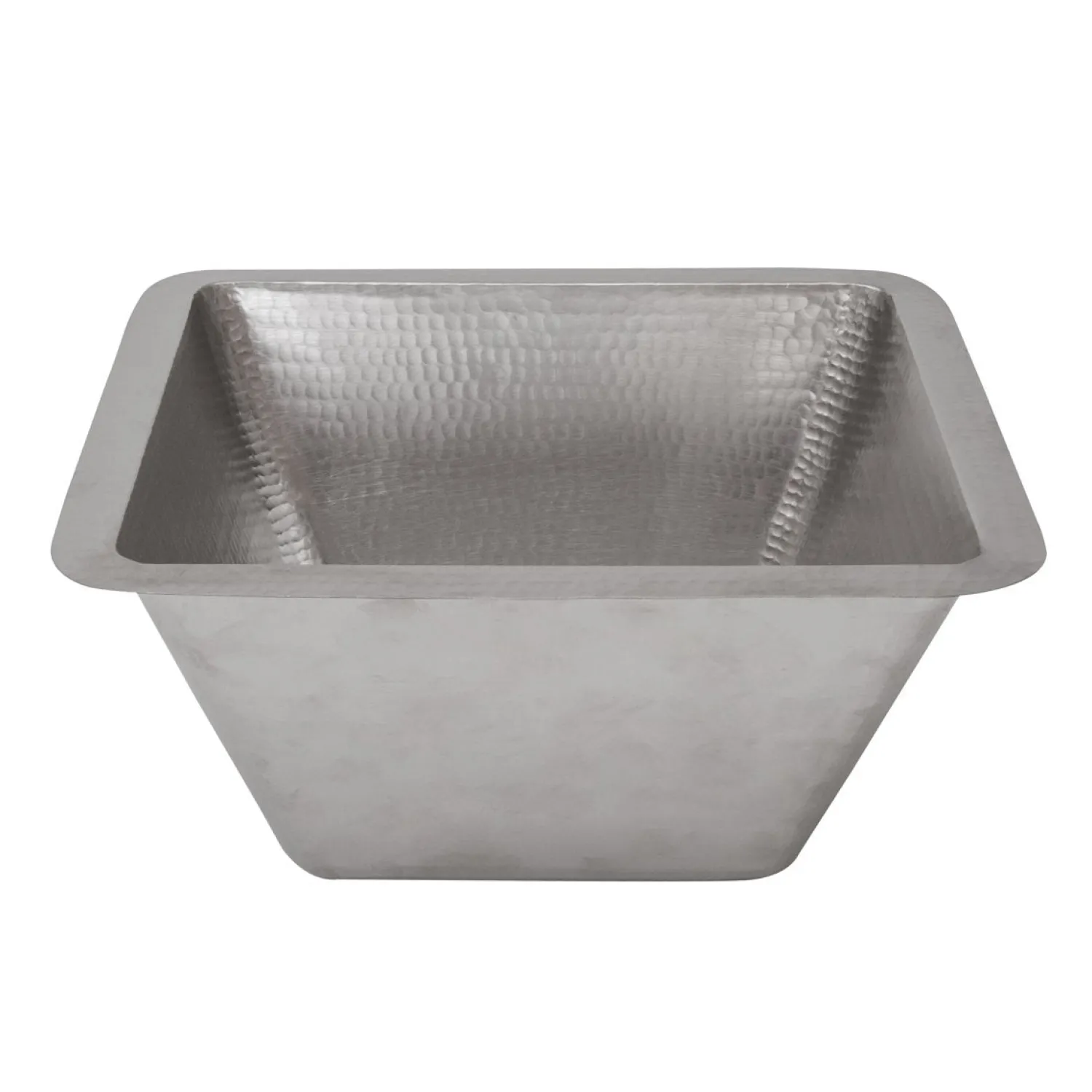 New 15" Square Hammered Copper Bar/Prep Sink in Nickel with 2" Drain Size Bar / Prep Sinks