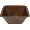 15" Square Hammered Copper Bar/Prep Sink with 3.5" Drain Size Bar / Prep Sinks