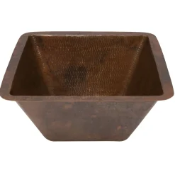 15" Square Hammered Copper Bar/Prep Sink with 3.5" Drain Size Bar / Prep Sinks