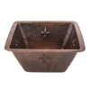 Discount 15" Square Fleur De Lis Copper Bar/Prep Sink with 2" Drain Size Bar / Prep Sinks