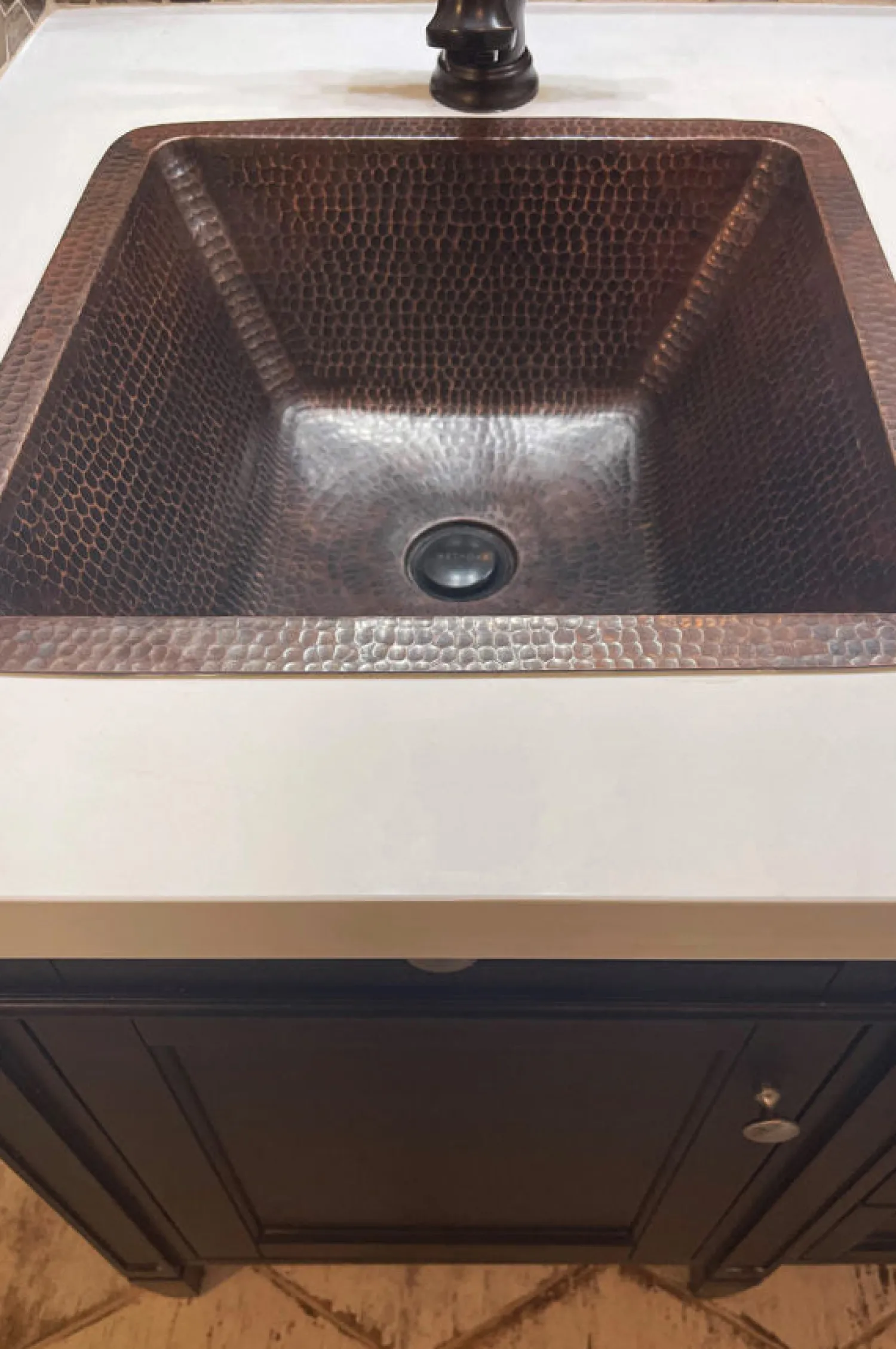 Clearance 15" Square Under Counter Hammered Copper Bathroom Sink Undermount