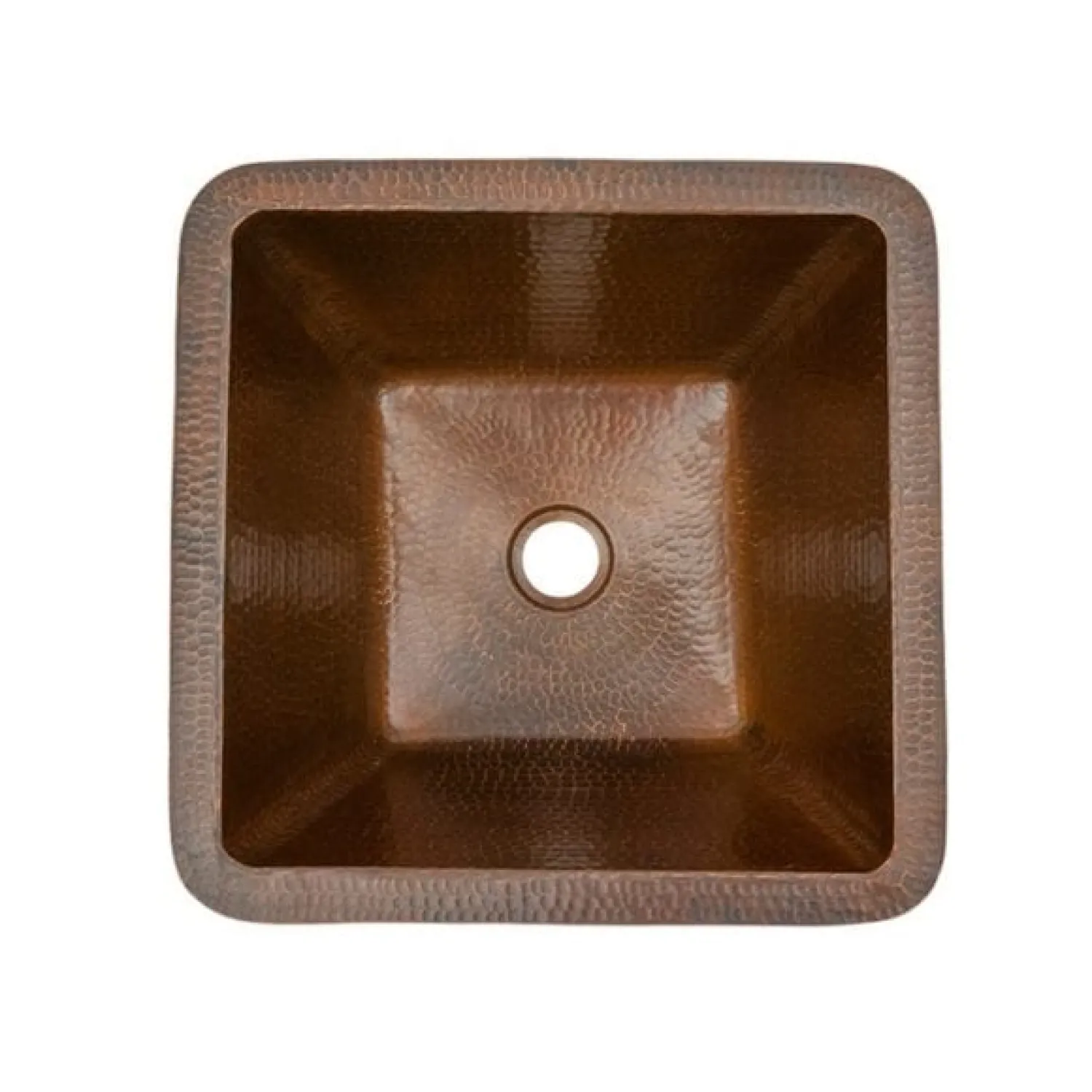 Clearance 15" Square Under Counter Hammered Copper Bathroom Sink Undermount