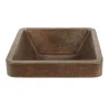 Online 15" Square Skirted Vessel Hammered Copper Sink Semi-Recessed Sinks|Above Counter / Vessel Sinks