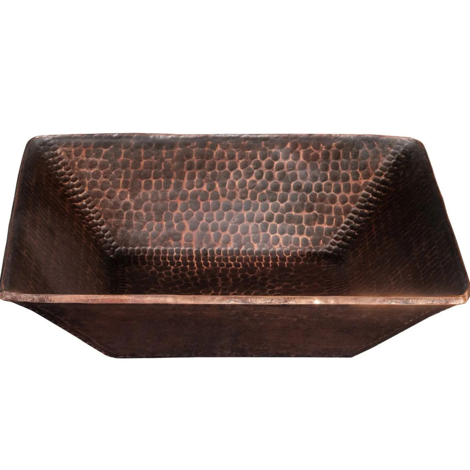 Clearance 14" Square Hand Forged Old World Copper Vessel Sink Above Counter / Vessel Sinks