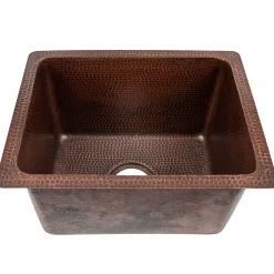 Clearance 17" Rectangle Hammered Copper Bar Prep Sink with 3.5" Drain Opening Bar / Prep Sinks