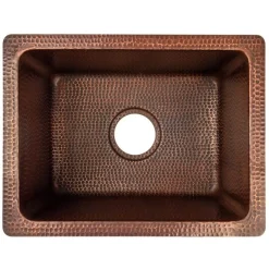 Clearance 17" Rectangle Hammered Copper Bar Prep Sink with 3.5" Drain Opening Bar / Prep Sinks