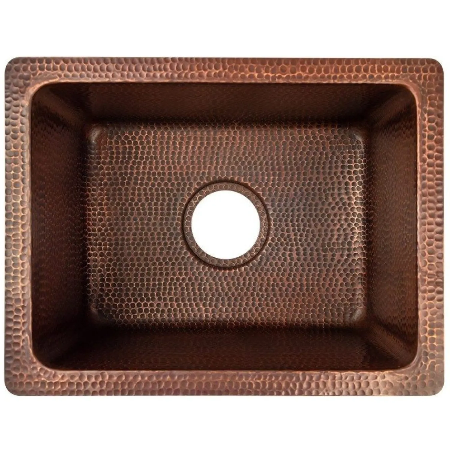 Clearance 17" Rectangle Hammered Copper Bar Prep Sink with 3.5" Drain Opening Bar / Prep Sinks