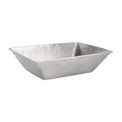 Outlet 17" Rectangle Wired Rim Vessel Nickel Plated Hammered Copper Sink Above Counter / Vessel Sinks