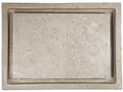 Rectangular Infinity Pool Sink in Polished Penny Grey Marble Above Counter / Vessel Sinks