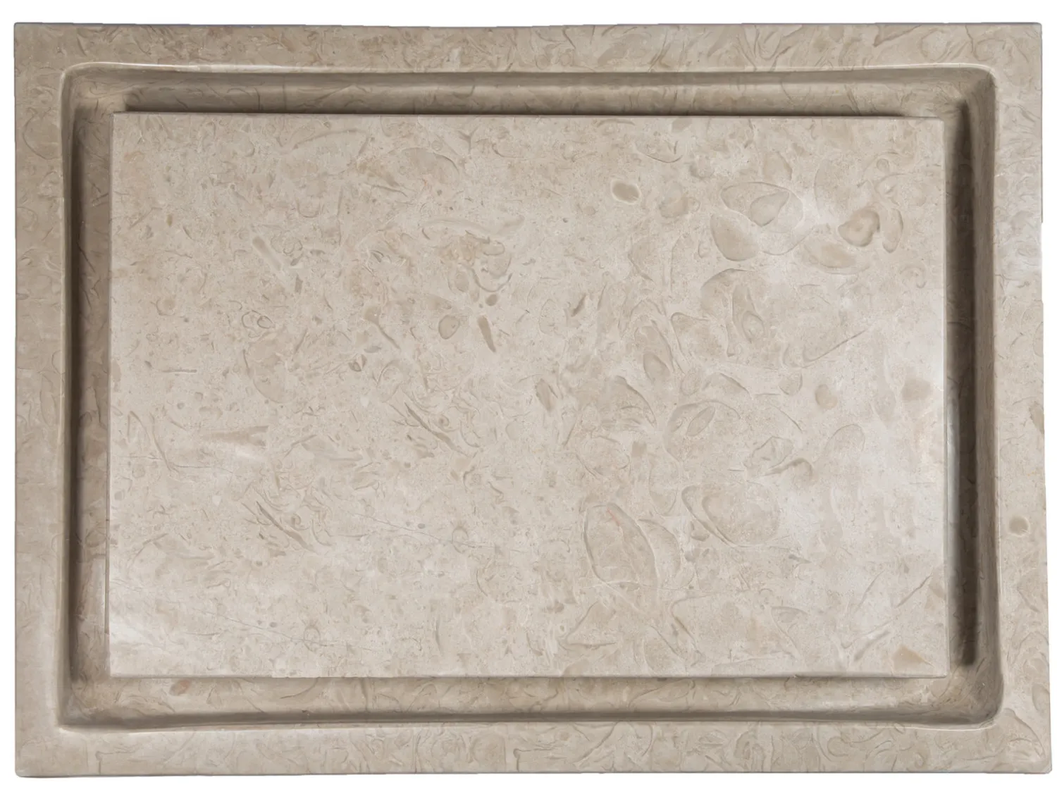 Rectangular Infinity Pool Sink in Polished Penny Grey Marble Above Counter / Vessel Sinks