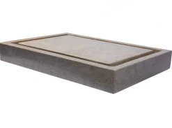 Rectangular Infinity Pool Sink in Polished Penny Grey Marble Above Counter / Vessel Sinks