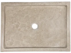 Rectangular Infinity Pool Sink in Polished Penny Grey Marble Above Counter / Vessel Sinks