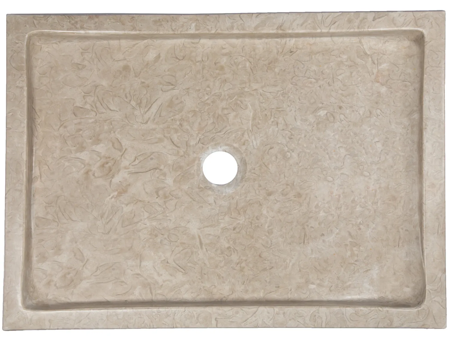 Rectangular Infinity Pool Sink in Polished Penny Grey Marble Above Counter / Vessel Sinks
