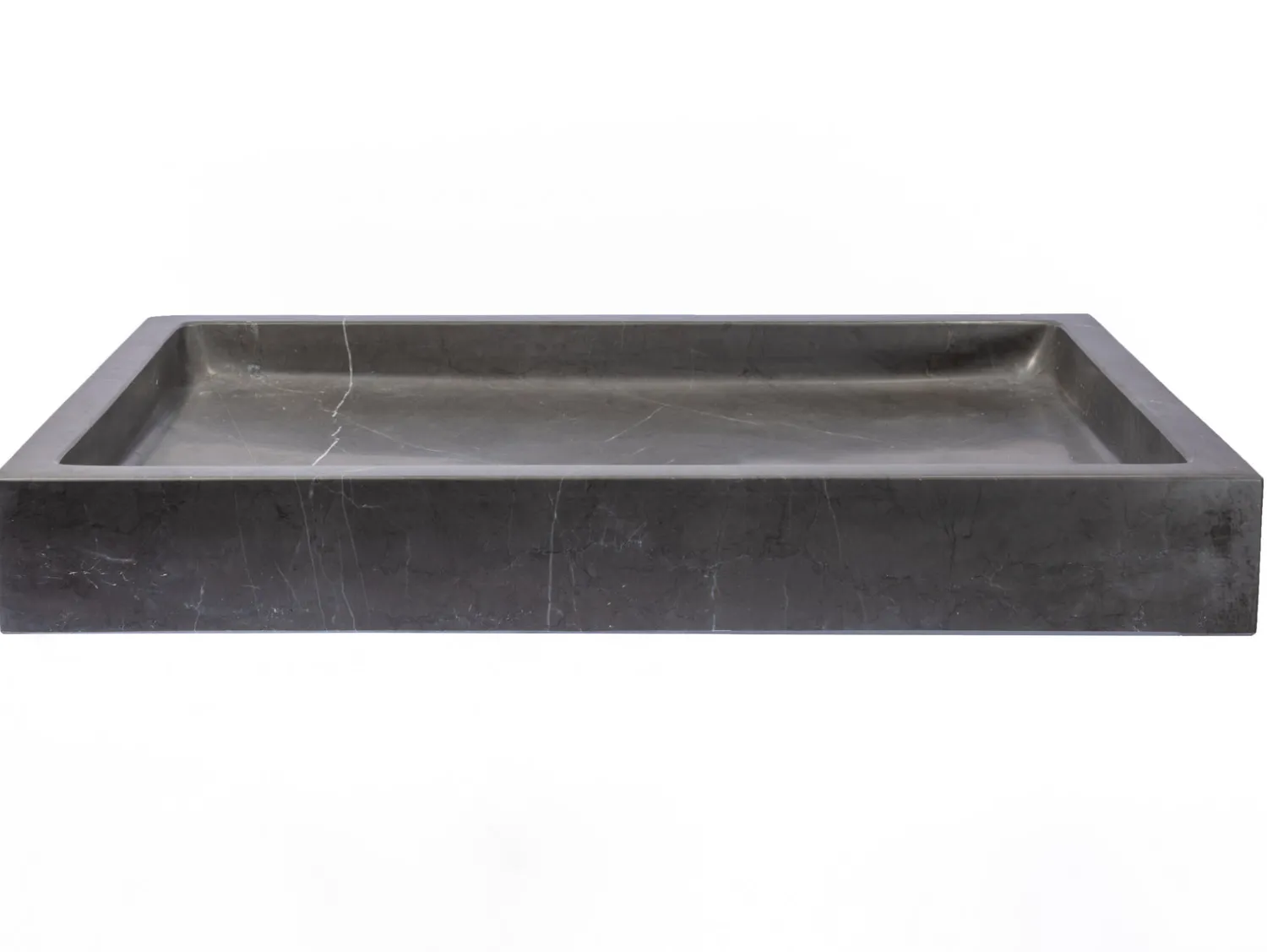Best Rectangular Infinity Pool Sink in Honed Pietra Grey Marble Above Counter / Vessel Sinks