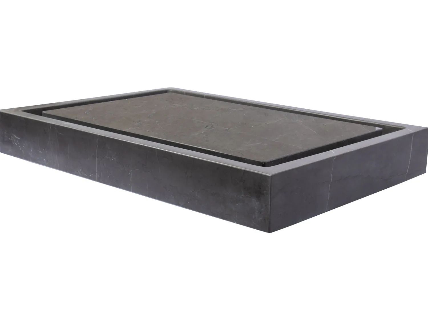 Best Rectangular Infinity Pool Sink in Honed Pietra Grey Marble Above Counter / Vessel Sinks