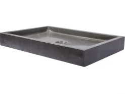 Best Rectangular Infinity Pool Sink in Honed Pietra Grey Marble Above Counter / Vessel Sinks