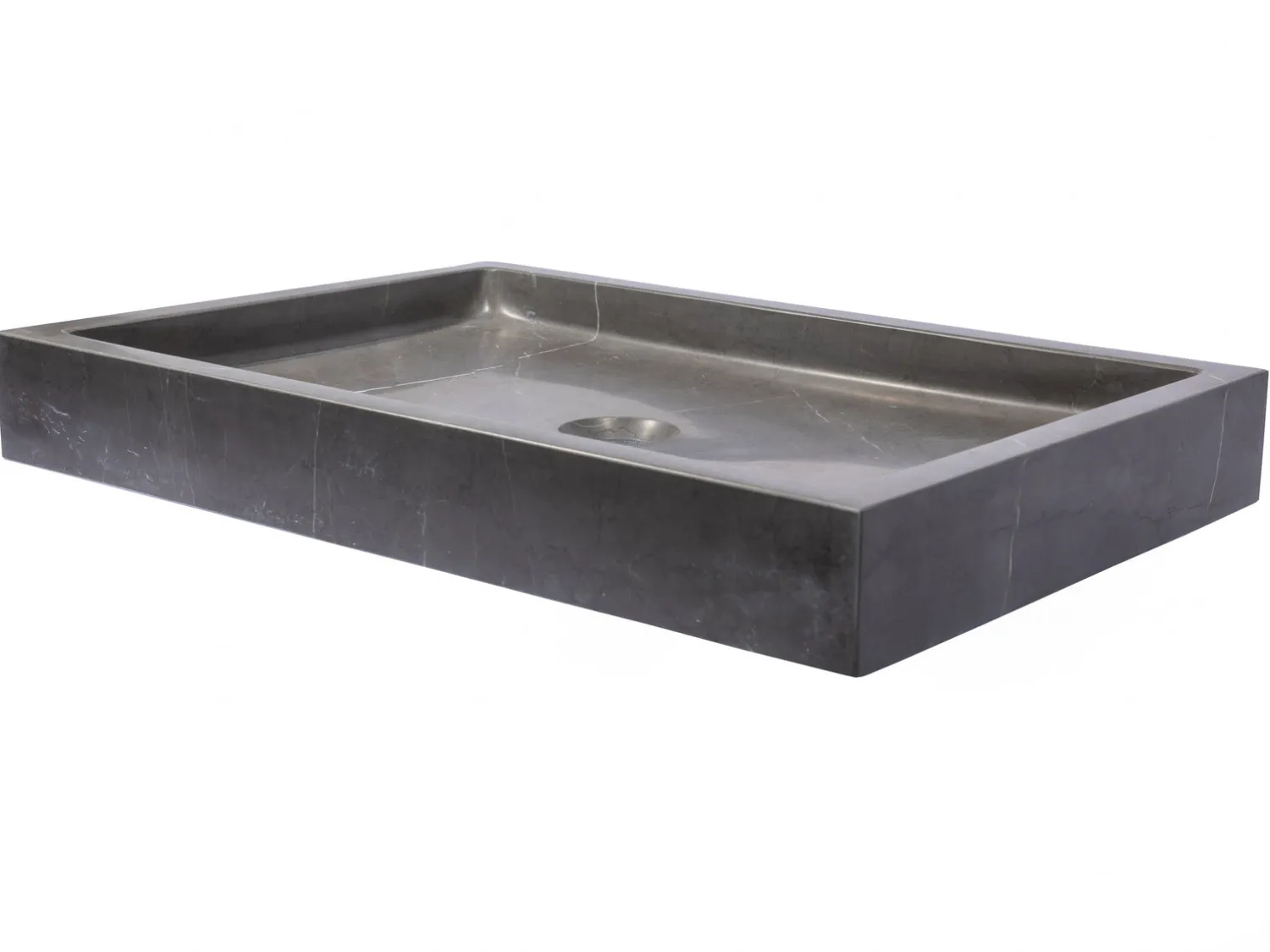 Best Rectangular Infinity Pool Sink in Honed Pietra Grey Marble Above Counter / Vessel Sinks