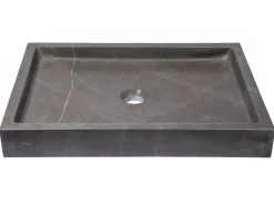 Best Rectangular Infinity Pool Sink in Honed Pietra Grey Marble Above Counter / Vessel Sinks