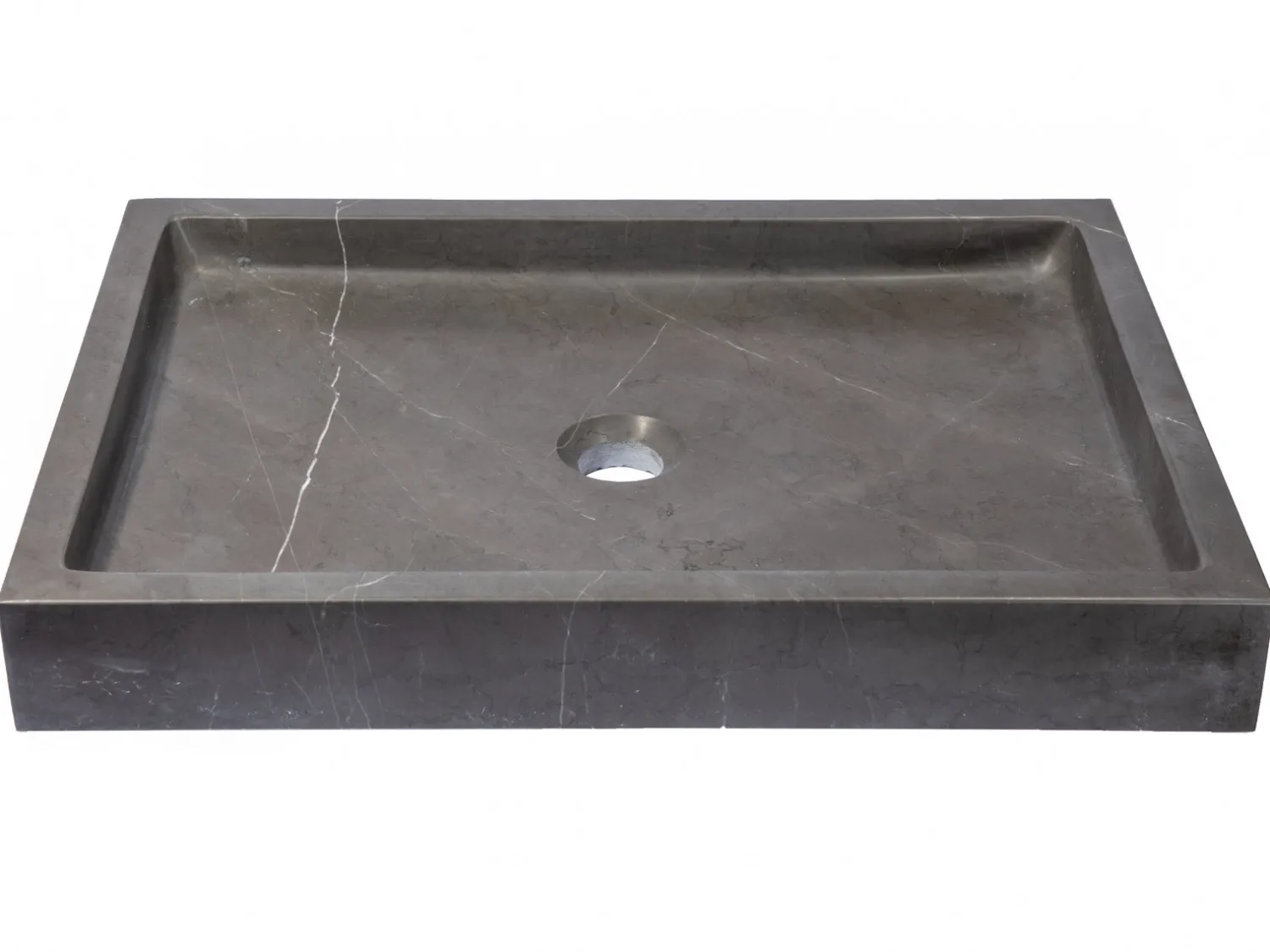 Best Rectangular Infinity Pool Sink in Honed Pietra Grey Marble Above Counter / Vessel Sinks