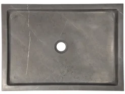 Best Rectangular Infinity Pool Sink in Honed Pietra Grey Marble Above Counter / Vessel Sinks