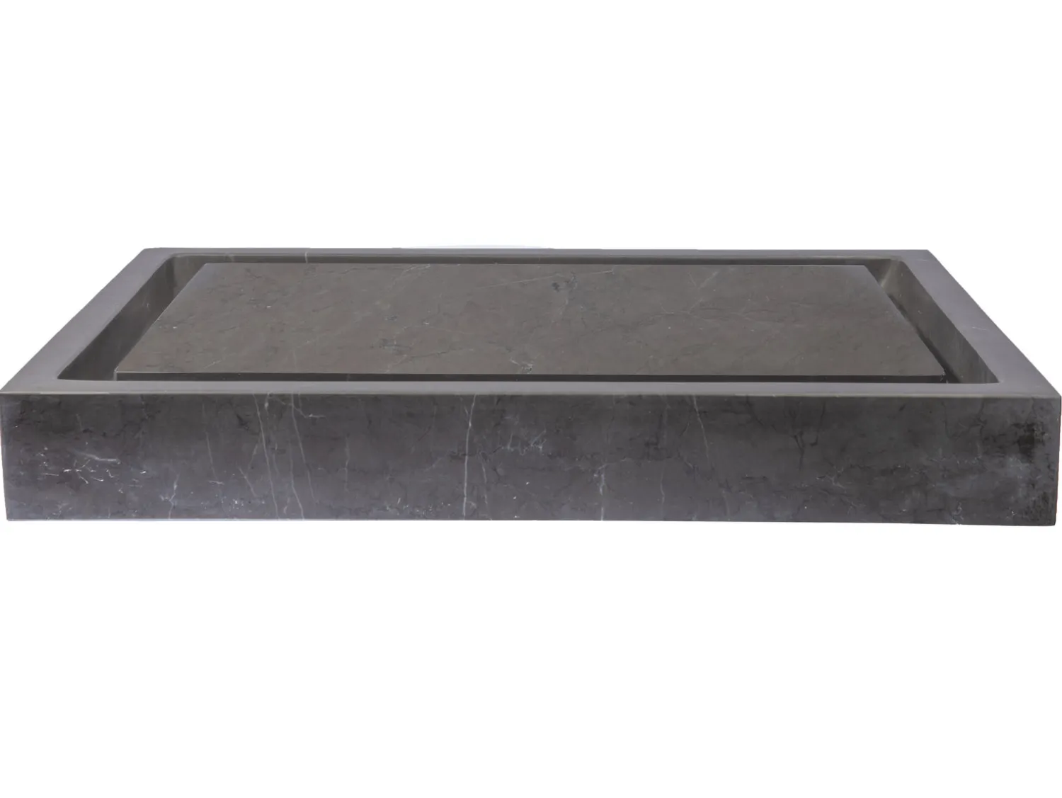 Best Rectangular Infinity Pool Sink in Honed Pietra Grey Marble Above Counter / Vessel Sinks