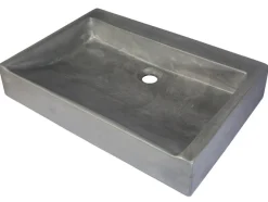 Best Rectangular Sloped Concrete Vessel Sink in Dark Gray Above Counter / Vessel Sinks