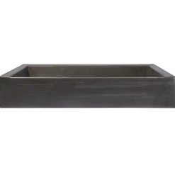 Best Rectangular Sloped Concrete Vessel Sink in Dark Gray Above Counter / Vessel Sinks