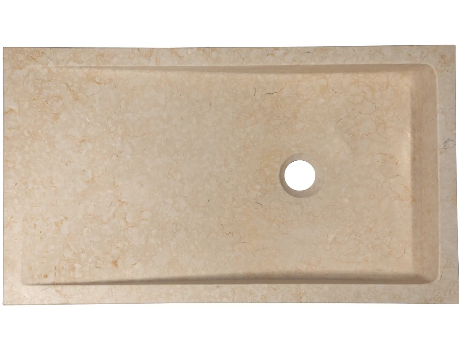 Clearance Rectangular Slopes Vessel Sink in Honed Galala Beige Marble Above Counter / Vessel Sinks