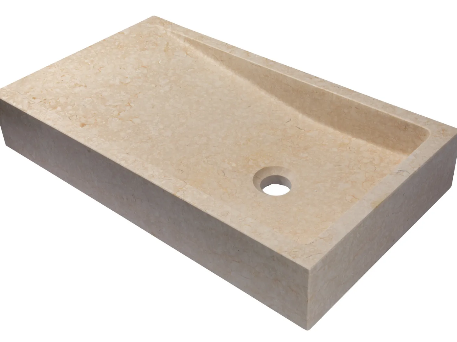 Clearance Rectangular Slopes Vessel Sink in Honed Galala Beige Marble Above Counter / Vessel Sinks