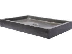 Rectangular Vessel Sink in Honed Pietra Grey Marble Above Counter / Vessel Sinks