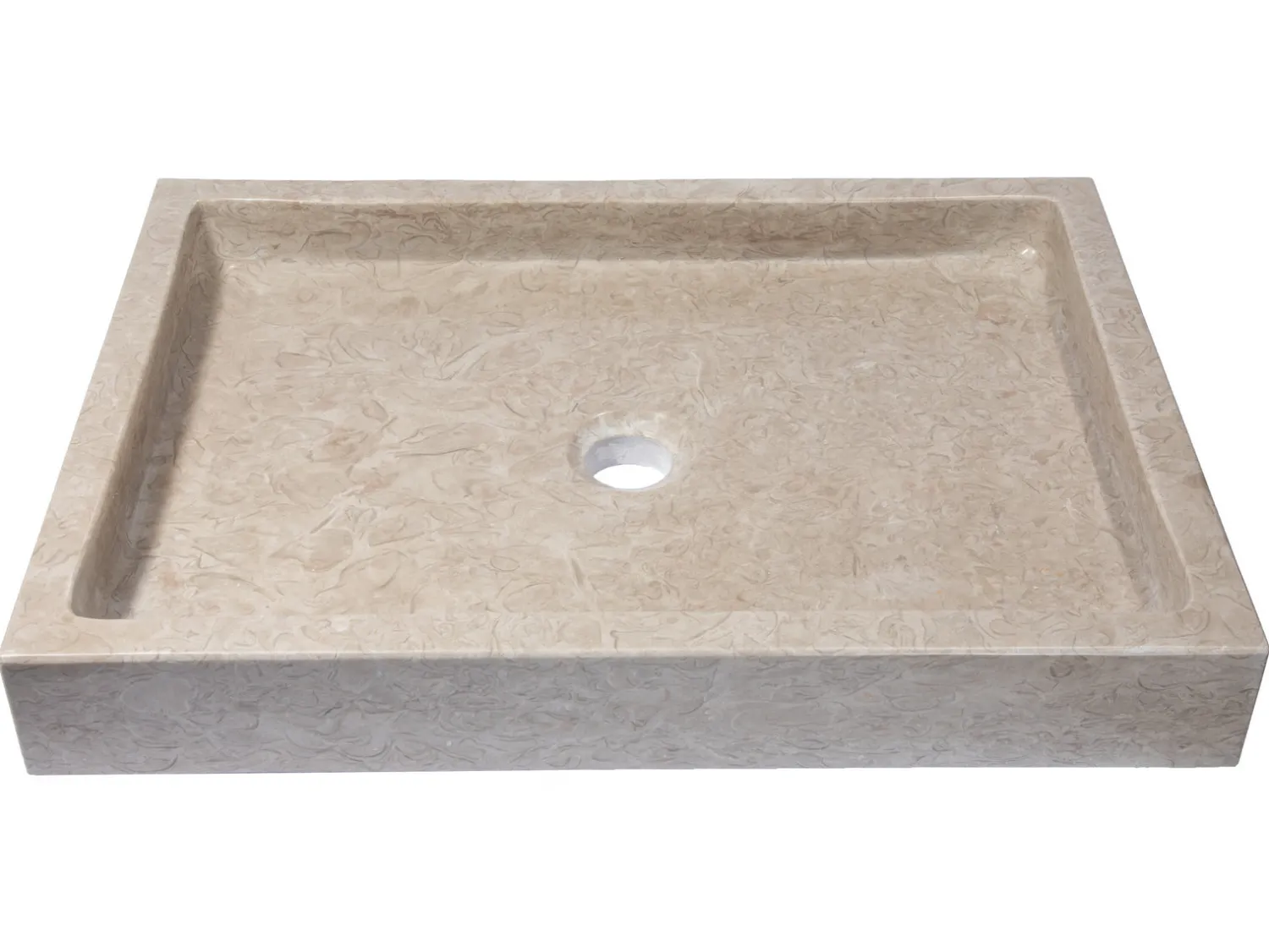 Clearance Rectangular Vessel Sink in Polished Penny Grey Marble Above Counter / Vessel Sinks