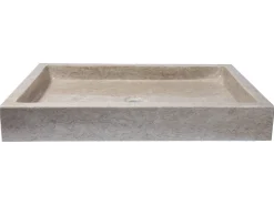 Clearance Rectangular Vessel Sink in Polished Penny Grey Marble Above Counter / Vessel Sinks