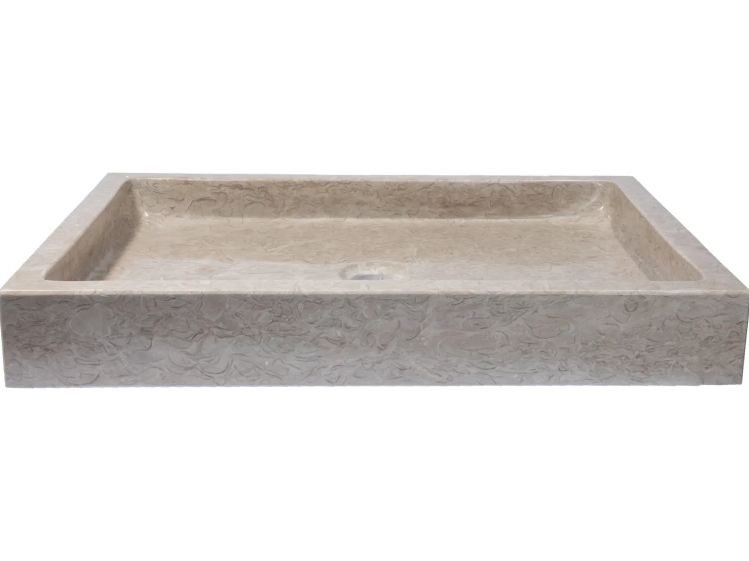 Clearance Rectangular Vessel Sink in Polished Penny Grey Marble Above Counter / Vessel Sinks