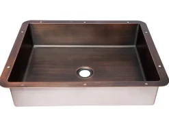 Rectangular 20" x 16" Stainless Steel Undermount Bathroom Sink with Drain in Bronze Undermount|Stainless Steel Sinks