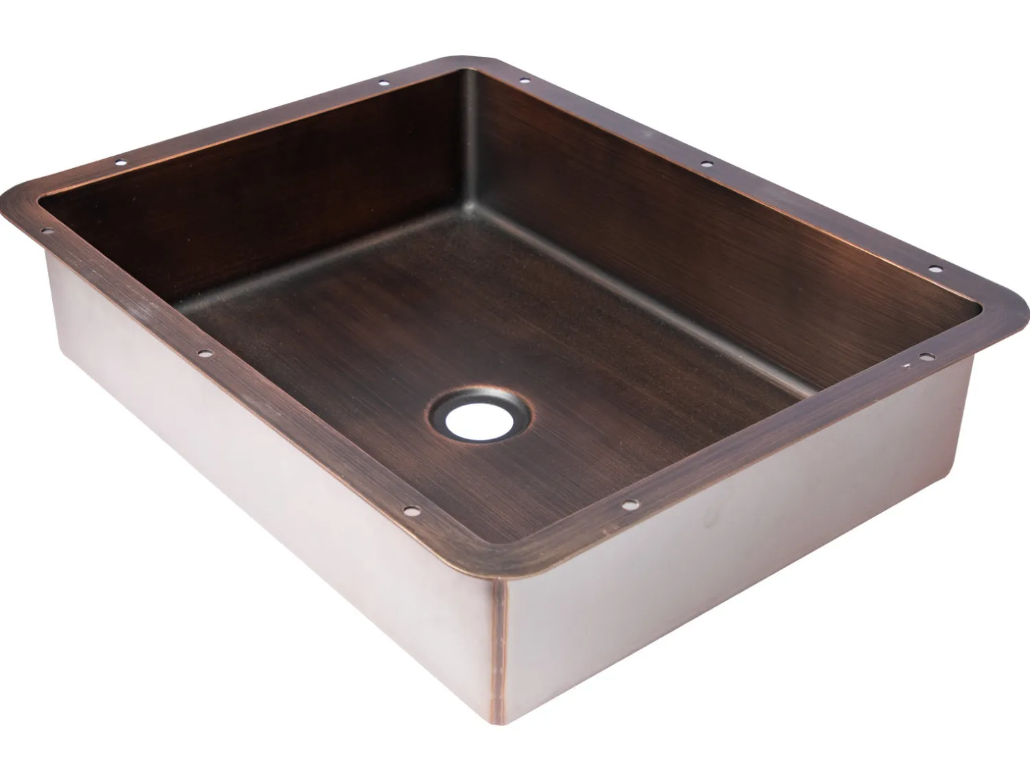 Rectangular 20" x 16" Stainless Steel Undermount Bathroom Sink with Drain in Bronze Undermount|Stainless Steel Sinks