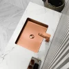 Discount Rectangular 20" x 16" Stainless Steel Undermount Bathroom Sink with Drain in Rose Gold Undermount|Stainless Steel Sinks