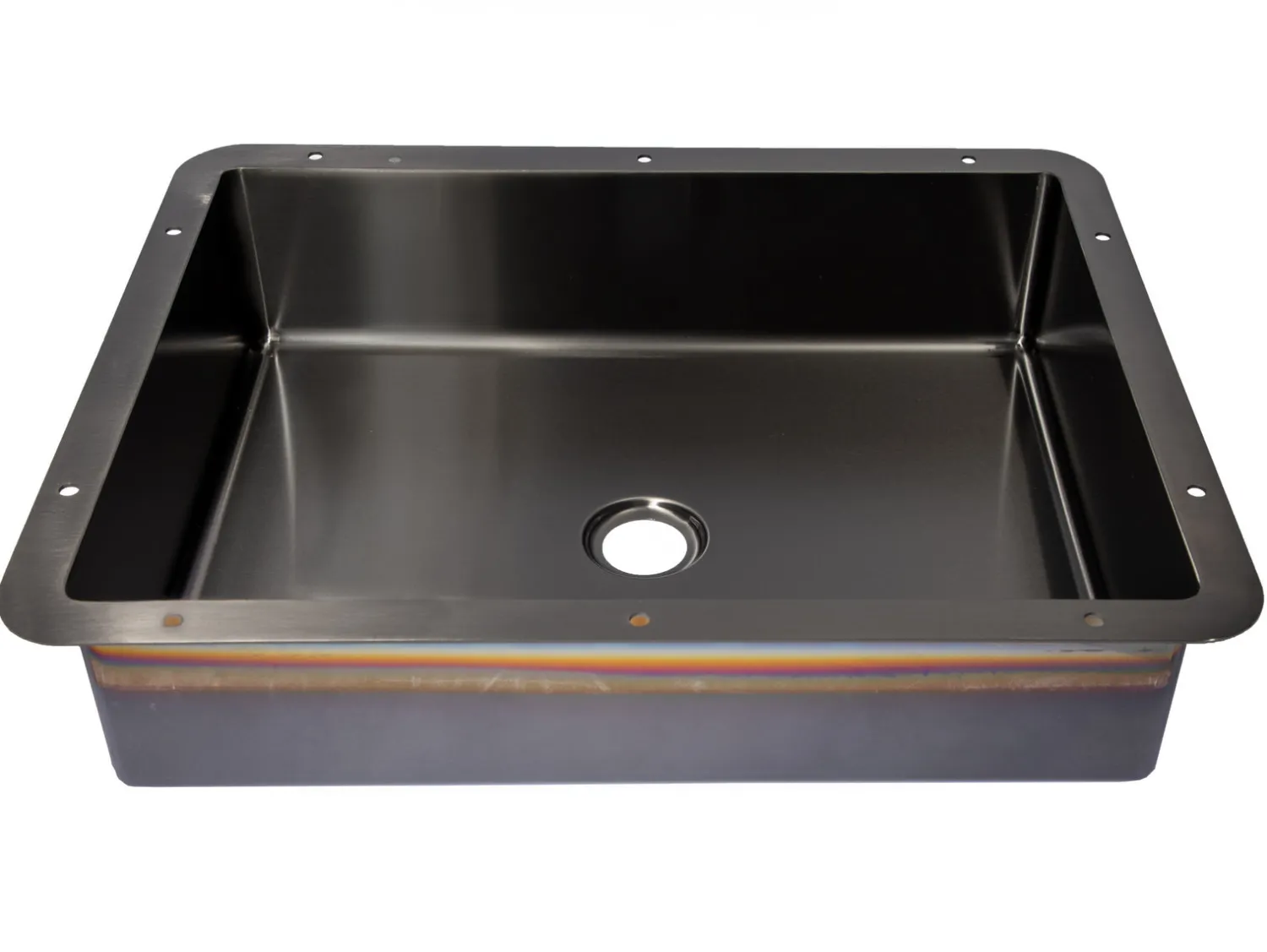 Outlet Rectangular 20" x 16" Stainless Steel Undermount Bathroom Sink with Drain in Black Undermount|Stainless Steel Sinks