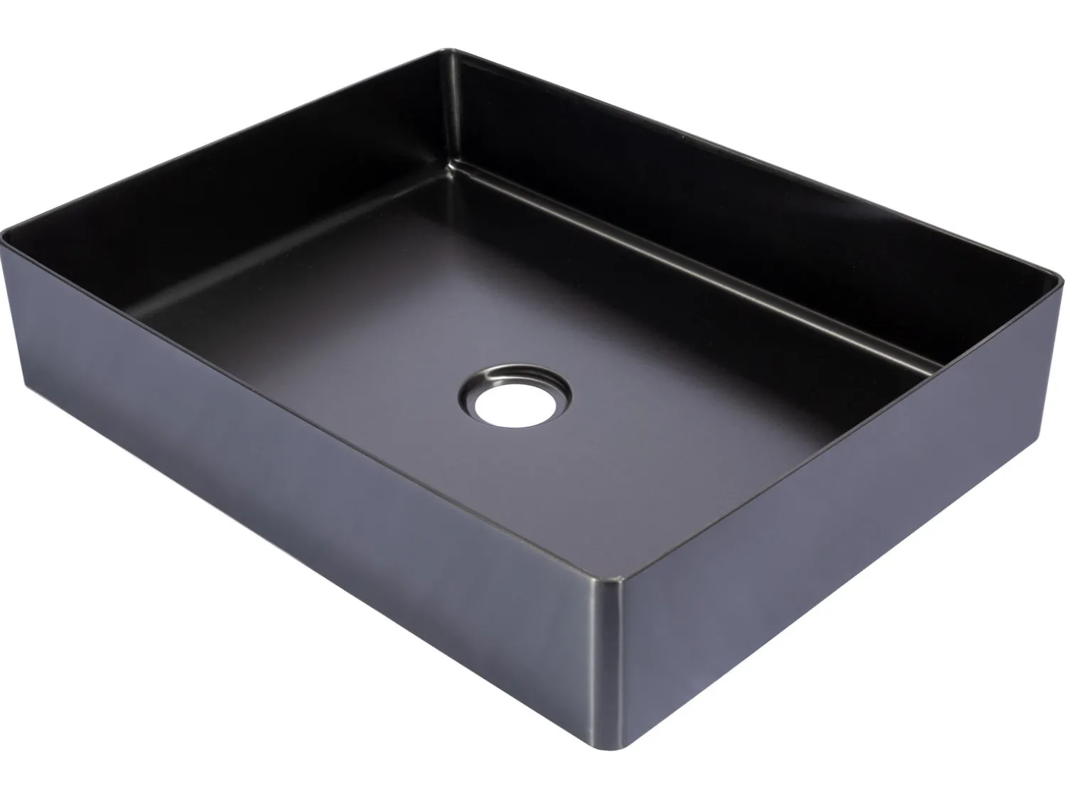 Rectangular 19 x 14 1/2" Stainless Steel Bathroom Vessel Sink with Drain in Black Stainless Steel Sinks|Above Counter / Vessel Sinks
