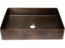 Clearance Rectangular 19 x 14 1/2" Stainless Steel Bathroom Vessel Sink with Drain in Bronze Stainless Steel Sinks|Above Counter / Vessel Sinks