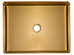 Discount Rectangular 19" x 14 1/2" Stainless Steel Bathroom Vessel Sink with Drain in Gold Stainless Steel Sinks|Above Counter / Vessel Sinks